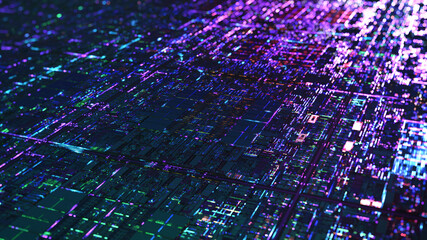 Canvas Print - central computer processors cpu graphic. high tech background. 3d rendering.