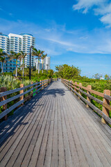 Wall Mural - Wooden miami beach boardwalk, Florida