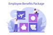 Employee benefits package concept. Compensation supplementing employee's