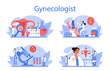 © inspiring.team - Gynecologist, reproductologist and women health concept set. Human anatomy,