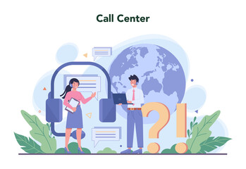 Sticker - call center or technical support concept. idea of customer service.