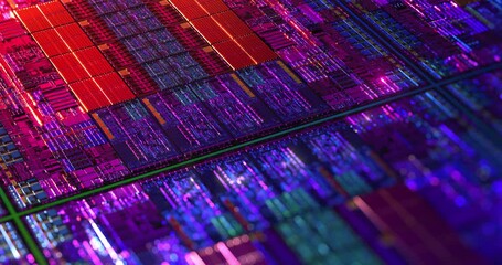 Wall Mural - futuristic die chip processor technology background. cpu, gpu, cmos microchip computer processors. a