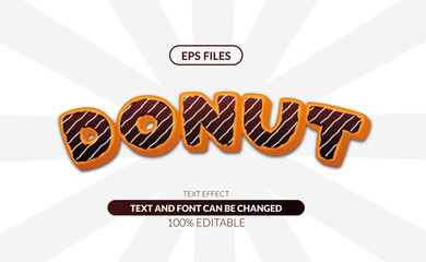 Wall Mural - Sweet cake donut with chocolate yummy food editable text effect.