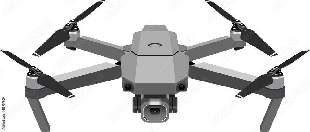 Fully editable vector illustration of a professional drone with a high ...