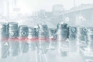 Wall Mural - Diagram automation innovation concept. Against the background of young businessmen in the office