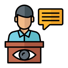 Eyewitness Testimony In Court Concept Vector Color Icon Design, Law Firm And Legal Institutions Symbol On White Background, Courtroom Podium Stock Illustration