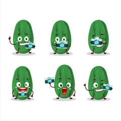 Sticker - Photographer profession emoticon with cucumber cartoon character