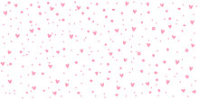 Pink Hearts Pattern, Vector Background, Wide Horizontal, Seamless Pattern Of Cute Hearts Light Pink