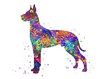 Great Dane Dog watercolor, abstract painting. Watercolor illustration rainbow, colorful, decoration wall art.	