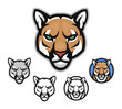 Cougar head emblem set. Vector illustration.