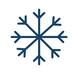 Wall Mural - simple icon of frost cold weather with snowflake. abstract snow logo. winter precipitation. flat vec