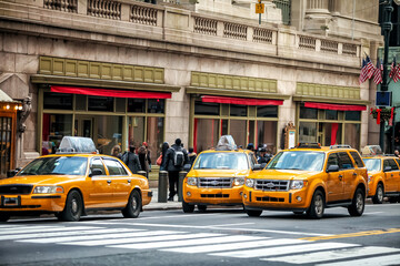 Fototapete - Yellow Taxi in Manhattan, New York City