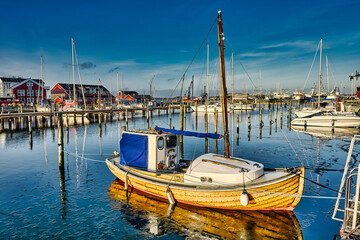 Poster - Harbor marina in Juelsminde for small boats, Jutland Denmark