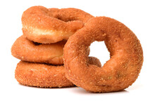 A Pile Of Rosquillas, Typical Spanish Donuts On White Background