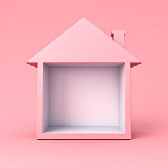 Aufkleber - Sweet exhibition booth blank display house box stand isolated on pink pastel color background minimal conceptual 3D rendering