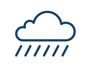 Wall Mural - simple icon of wet and rainy weather with drops falling from cloud. raincloud logo with heavy rain a