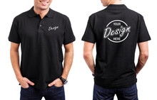 Men's Black Polo Shirt Template, Front And Back