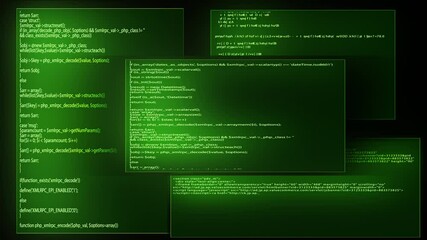 Wall Mural - source code programming screen text scrolling animation