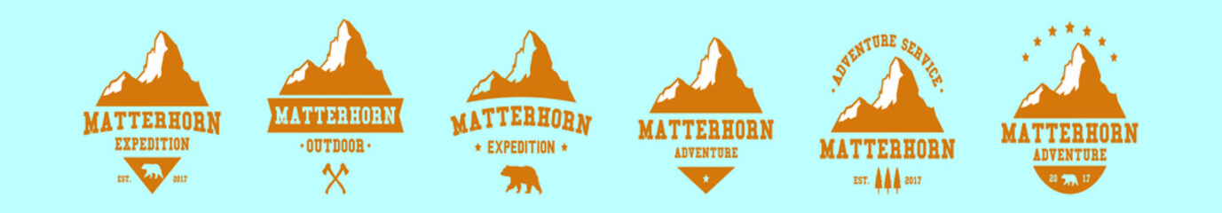 Wall Mural - set of matterhorn cartoon icon design template with various models. vector illustration isolated on blue background