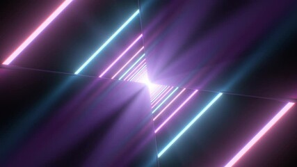 Wall Mural - Ultraviolet Retro Neon Laser Beam Diagonal Line Reflections 3D Tunnel - 4K Seamless VJ Loop Motion Background Animation