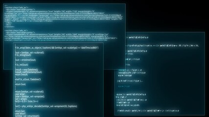 Wall Mural - source code programming screen text scrolling animation