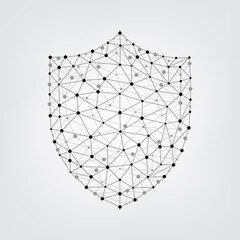 Fototapete - Digital technology shield security and protection concept. Geometric connecting dots and lines. Vector art illustration