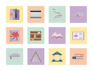 Wall Mural - set book, books literature school education and learning