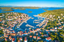 Jezera On Murter Island Aerial Panoramic View, Archipelago Of Dalmatia