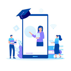 Wall Mural - Online courses illustration concept. Illustration for websites, landing pages, mobile applications, posters and banners