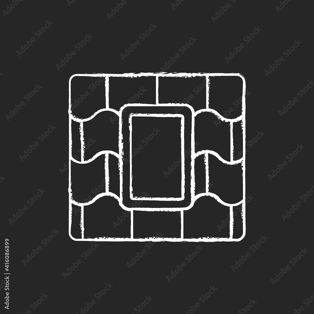 Window Side False Celling Icon Skylight windows chalk white icon on black background. Outward opening ...
