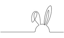 Easter Bunny Continuous One Line Drawing. Easter Card Line Art Style With Rabbit . Bunny Minimalist Contour Illustration For Spring Design. Vector EPS 10.