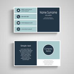 Wall Mural - Business card with blue rectangles in flat design