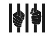 © THP Creative - Prisoner fists behind bars or hands holding prison bars in vector silhouette