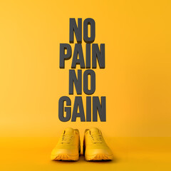 Wall Mural - No pain no gain motivational workout fitness phrase, 3d Rendering