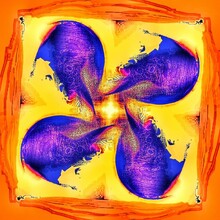 Abstract Orange & Purple Fractal Background - A Bold And Bright Display Of Purple Brushstrokes On A Yellow Background, Framed In Orange. Deliberately Blurred, The Colors Blend Seamlessly.