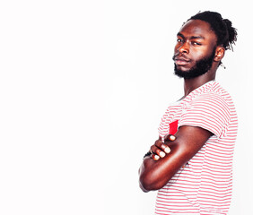 Wall Mural - young handsome afro american man gesturing emotional posing isolated on white background, lifestyle people concept