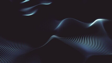 Wall Mural - abstract flowing smooth blue waves background. grid, big data connection. seamless loop 4k animation