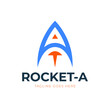 © lunarts_studio - Letter A Rocket Logo Design Element. vector rocket launch with triangle logo, letter A with rocket logo template