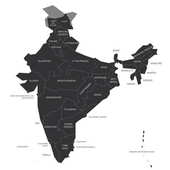 Wall Mural - India - political map of administrative divisions