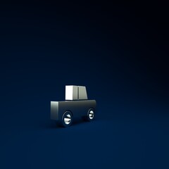 Sticker - Silver Car icon isolated on blue background. Front view. Minimalism concept. 3d illustration 3D render