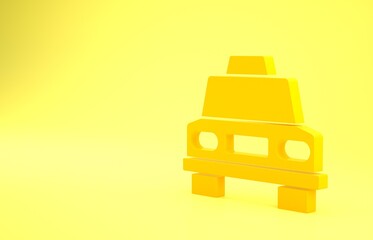 Sticker - Yellow Taxi car icon isolated on yellow background. Minimalism concept. 3d illustration 3D render