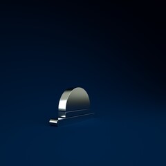 Wall Mural - Silver Clown hat icon isolated on blue background. Bowler hat. Minimalism concept. 3d illustration 3D render