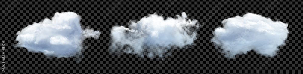 Vector clouds. Realistic fluffy cloud isolated set - obrazy, fototapety, plakaty 
