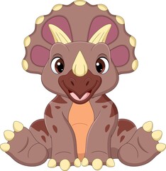 Wall Mural - Cartoon baby triceratops dinosaur sitting