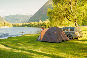 Wall Mural - camping in the mountains