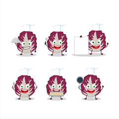 Sticker - Cartoon character of radicchio with various chef emoticons