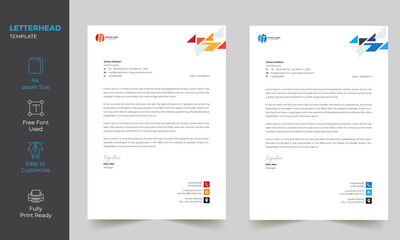 Wall Mural - Modern Abstract Letterhead Design Template Print Ready A4 Size fully editable , Modern elegant letterhead Design 