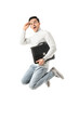© Pixel-Shot - Jumping man with briefcase on white background