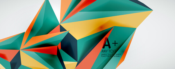 Vector triangle geometric backgrounds. Low poly 3d shape on light backdrop. Vector illustration for covers, banners, flyers and posters and other designs