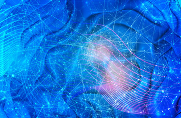 Wall Mural - molecule and communication background. brochure or web banner design. lines and spheres. medical, te